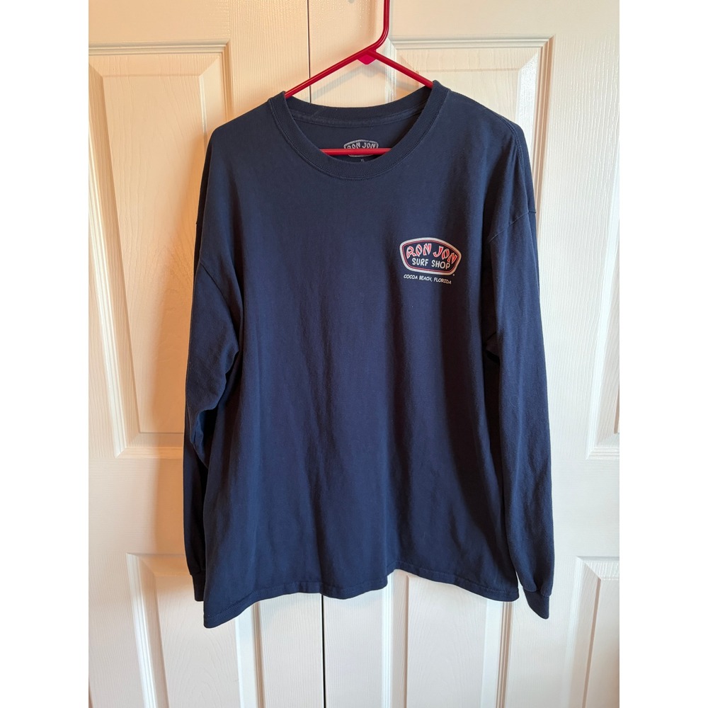 Ron Jon Surf Shop Mens XL Long Sleeve T-Shirt Navy Astronaut Space Cocoa Beach